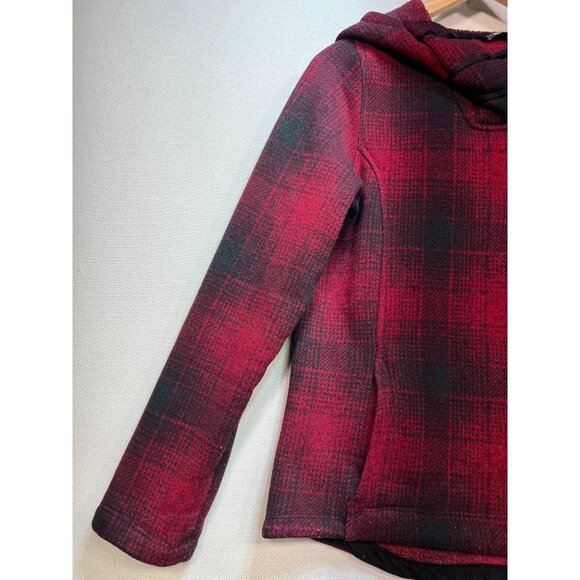 The North Face Women's Pullover Fleece Hoodie Size M Red Black Plaid Long Sleeve - Picture 5 of 13